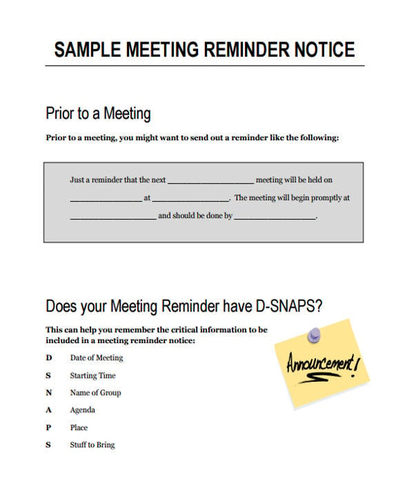 Meeting Notice Template