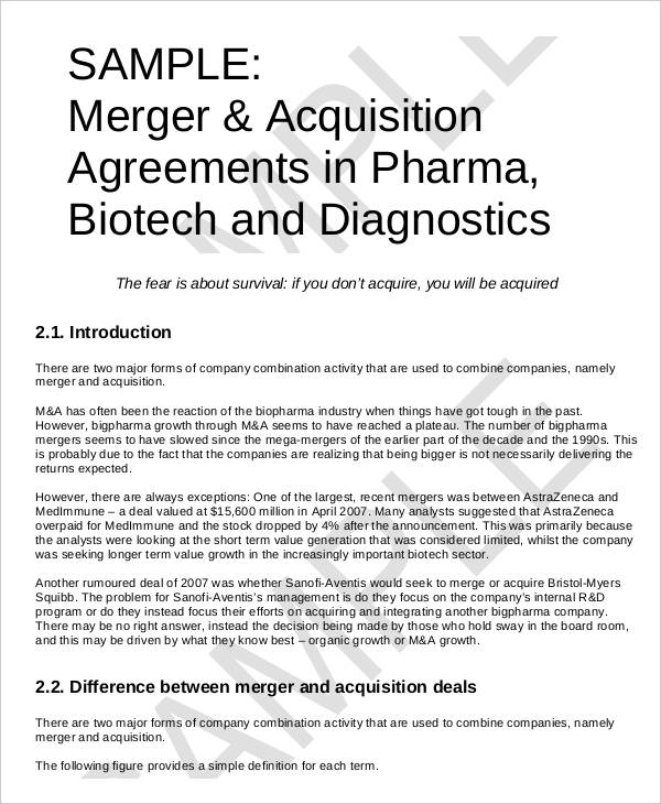 Merger Agreement Templates 10 Free Word, PDF Format Download