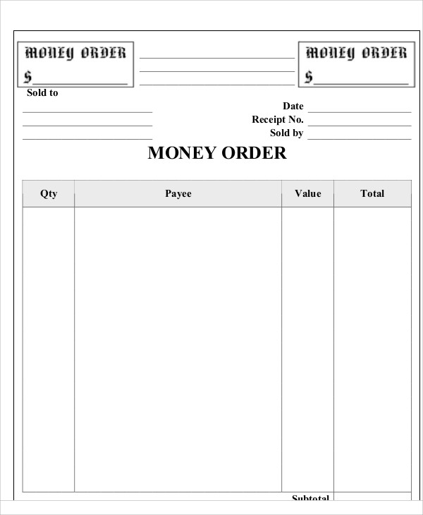 5 order receipt templates  free sample example format