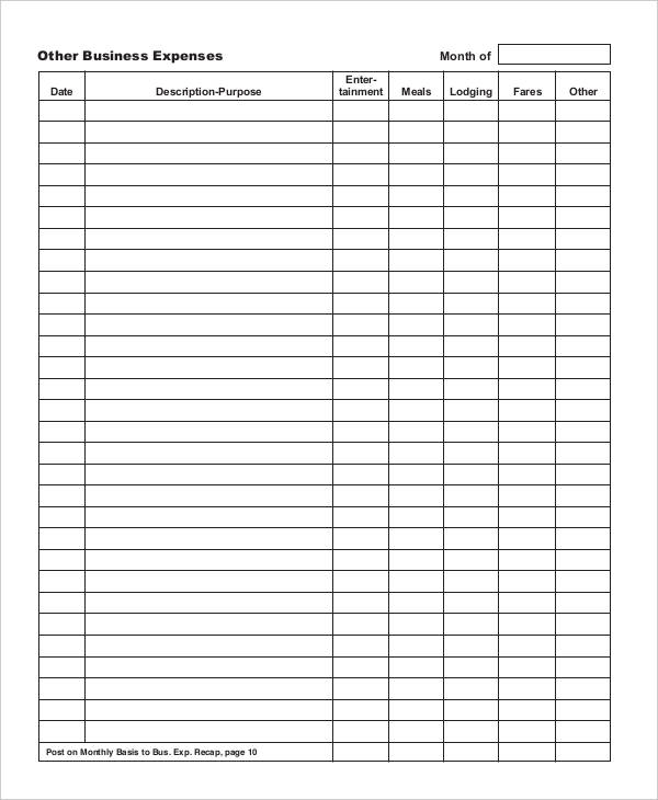 monthly expense report template