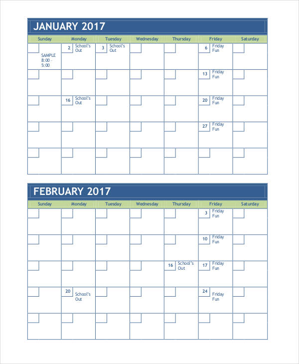Monthly Calendar Template 14  Free Word PDF Format Download