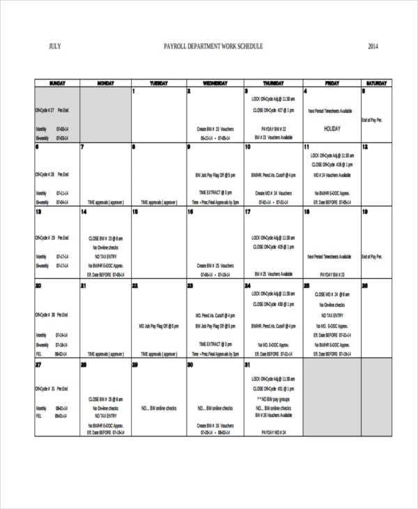 monthly schedule3