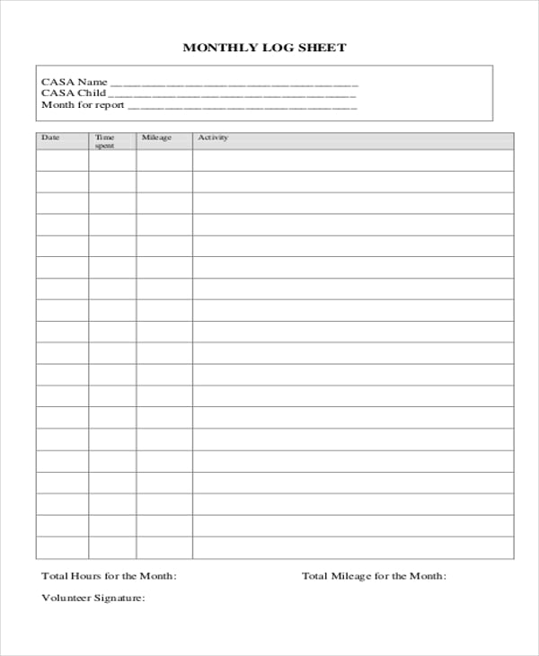 14+ Log Sheet Templates - Free Sample, Example Format Download | Free