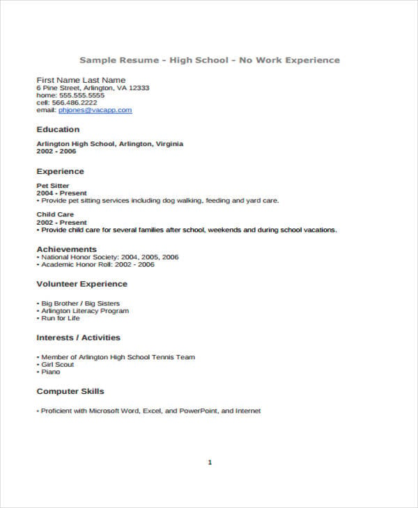 7  summer job resume templates