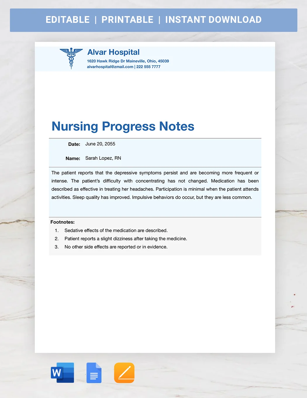 nurse note taking worksheet