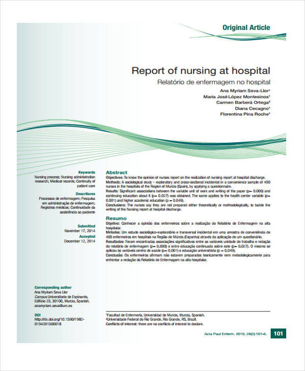 report writing format in nursing