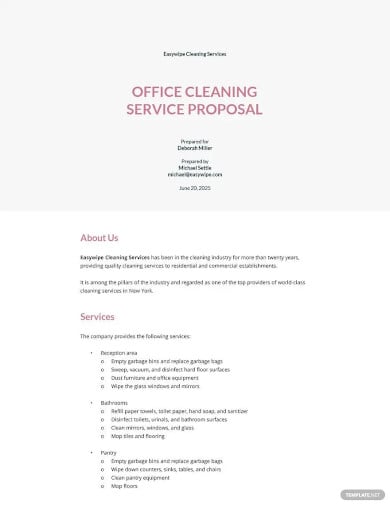 office cleaning service proposal template