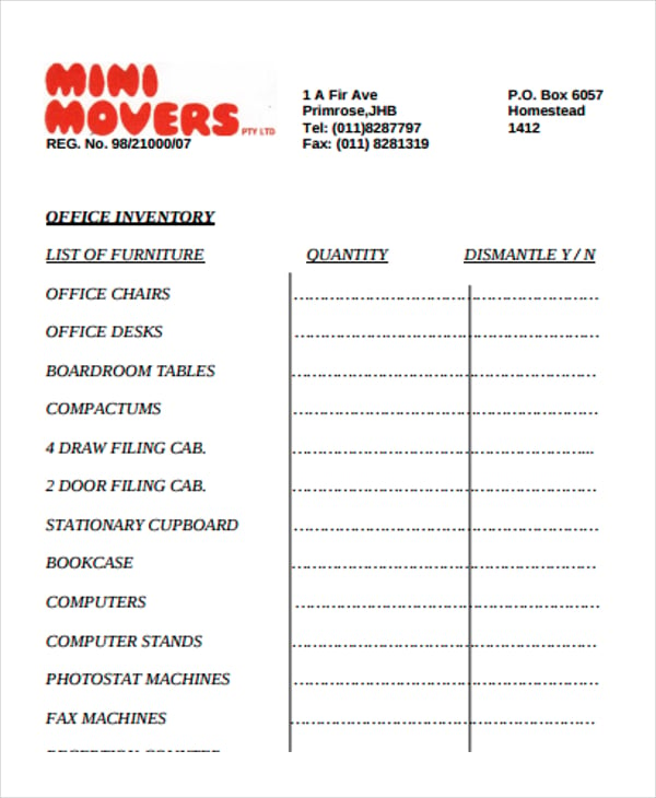 6+ Office Inventory Templates -Word, PDF