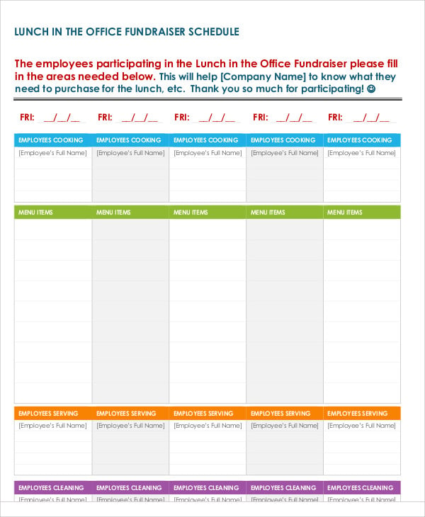 8+ Lunch Schedule Templates - Sample, Examples | Free ...