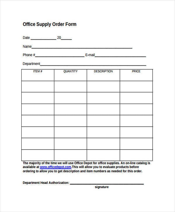 office supply order