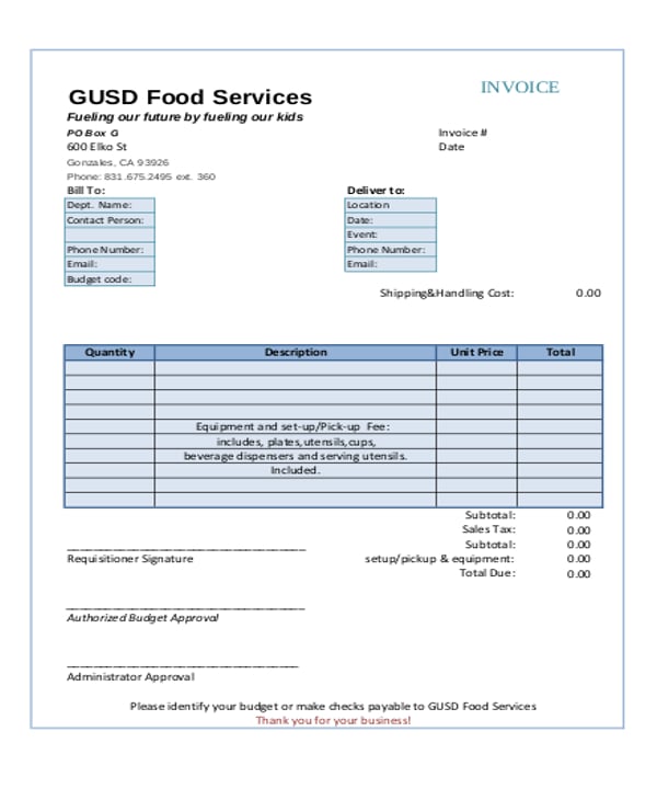 6+ Catering Receipt Templates Free sample, Example Format Download