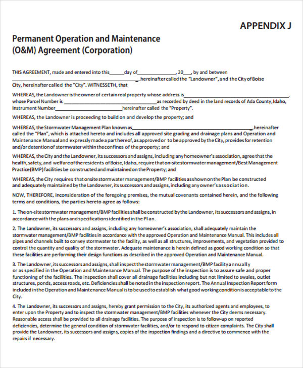 operation and maintenance agreement