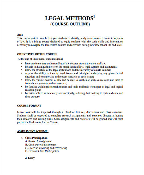 outline for legal course