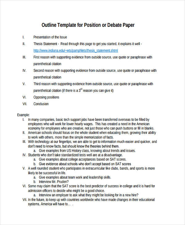 10 Paper Outline Templates - Free Sample,Example Format ...