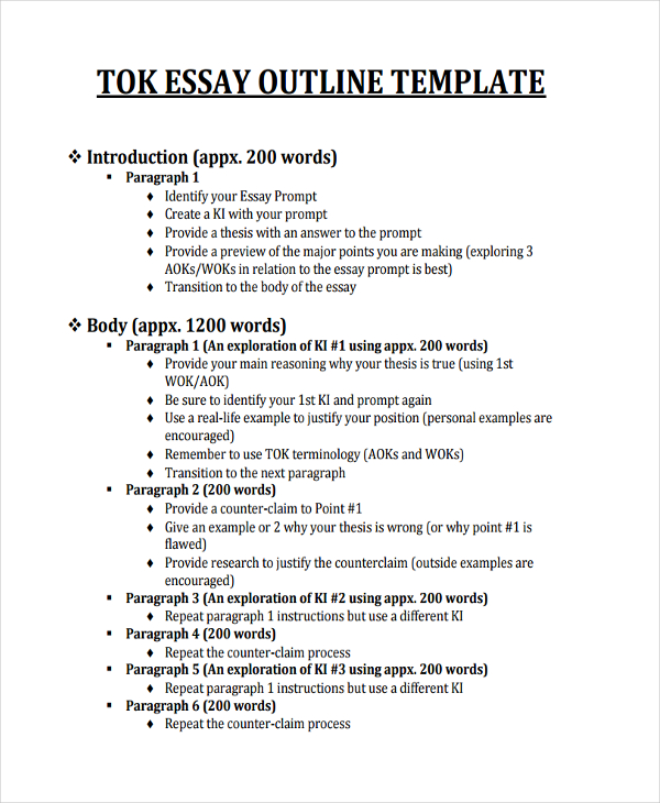 outline for sample essay