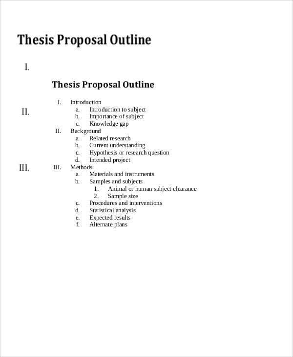 how to write an outline of a thesis