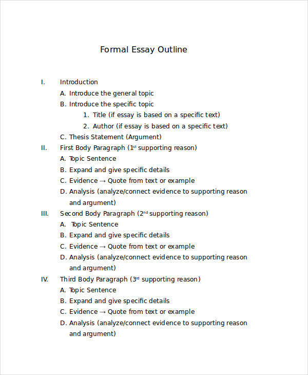 an example of a formal outline for a research paper