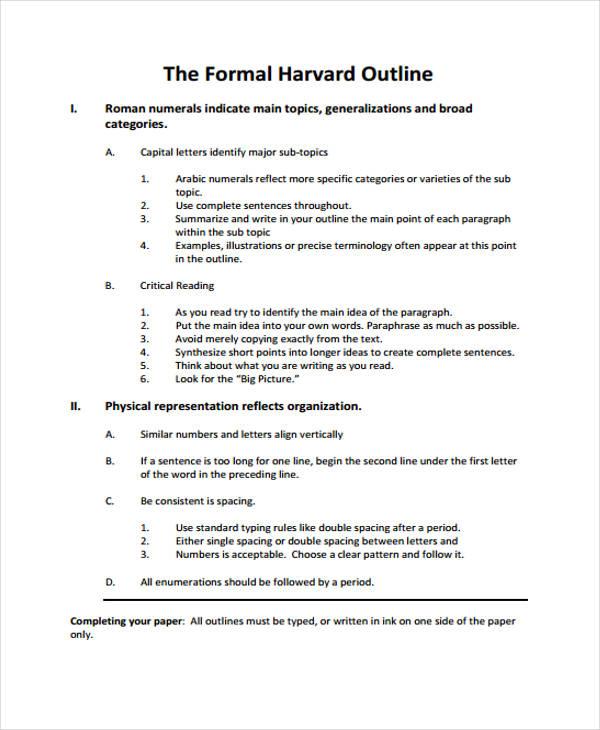 outline of formal harvard