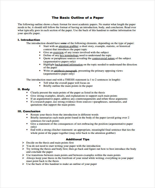 paper outline basic format