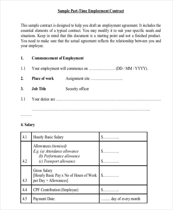 18  Employment Contract Templates Pages Google Docs Word PDF
