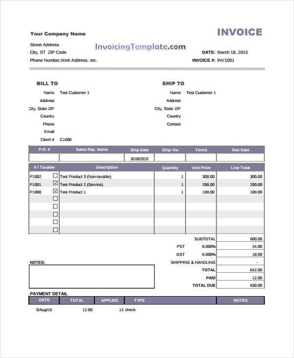 8+ Payment Invoice Templates Free Sample, Example Format Download