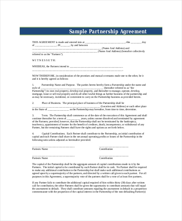 partnership agreement for small business1