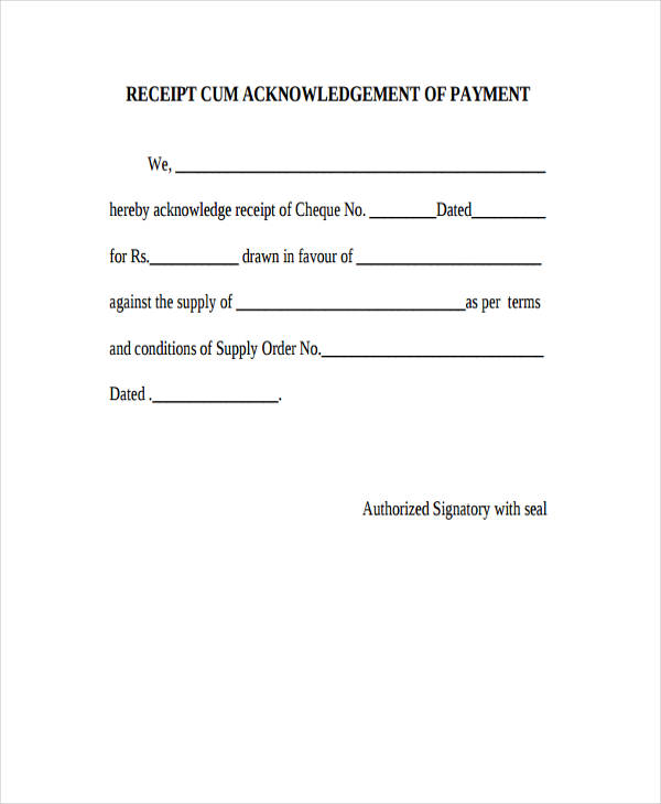 Acknowledgement Receipt Template 11 Free Word Excel PDF Formats