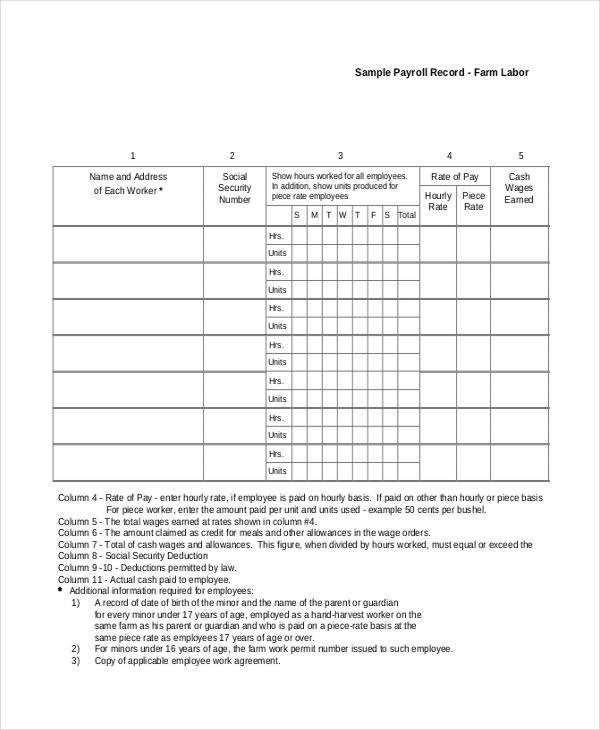payroll sheet sample