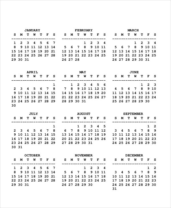35  Free Calendar Templates