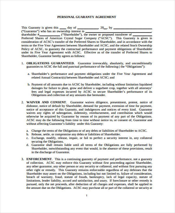 authorised guarantee agreement assignment