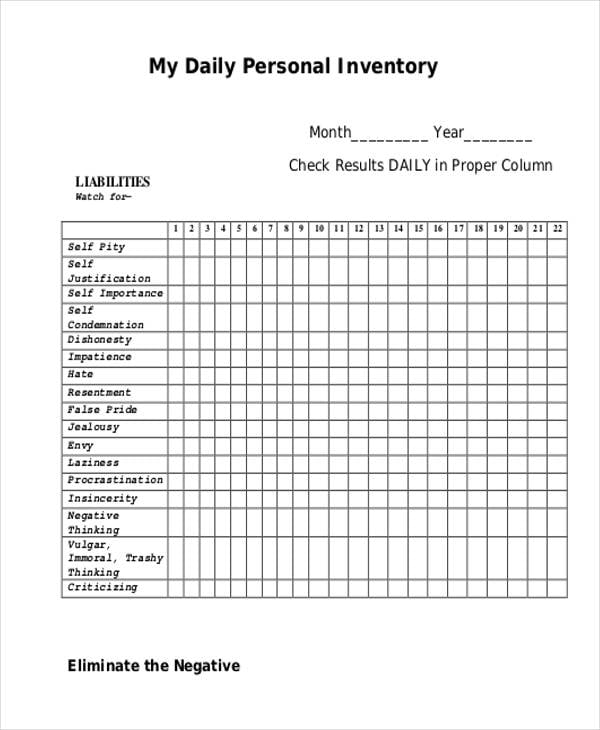 personal inventory in pdf