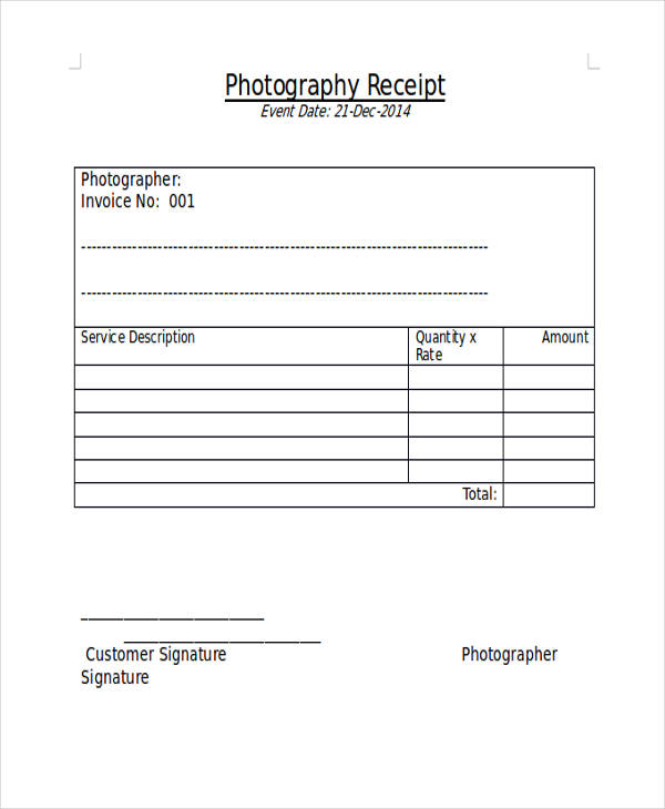 5 Photography Receipt Templates Free Sample Example Format Download Free Premium Templates