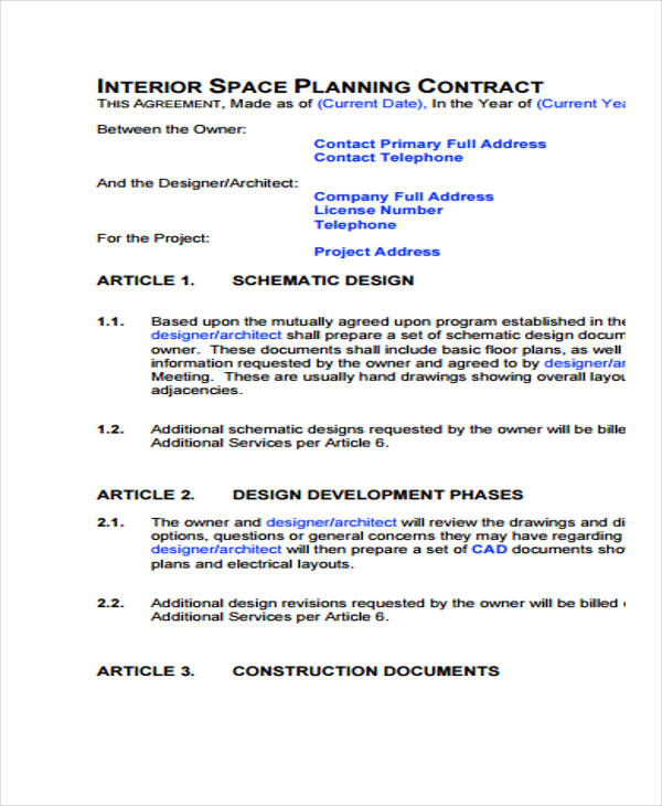 planner contract example