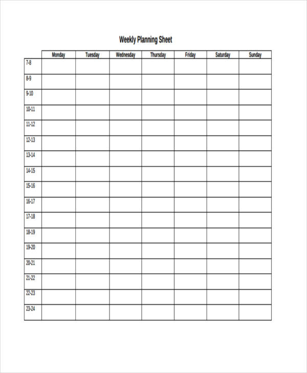 Weekly Sheet Templates - 10+ Free Word, PDF Format Download