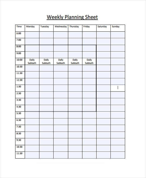 Weekly Sheet Templates - 10+ Free Word, PDF Format Download