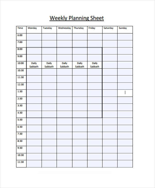 Weekly Sheet Templates - 10+ Free Word, PDF Format Download