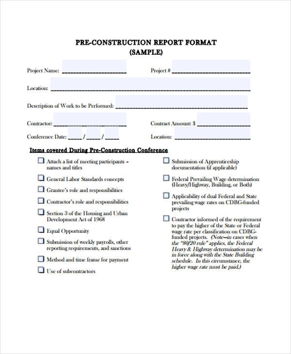 Construction Report Template