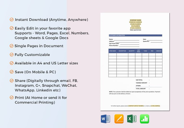9+ Design Quotation Template -Word, PDF, PSD, Google Docs, Apple Pages