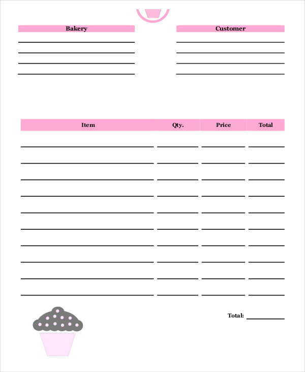 form proforma invoice word Template  Format  Bakery  Free Invoice Word, PDF, Excel 9