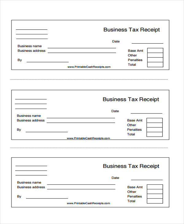 blank business receipts