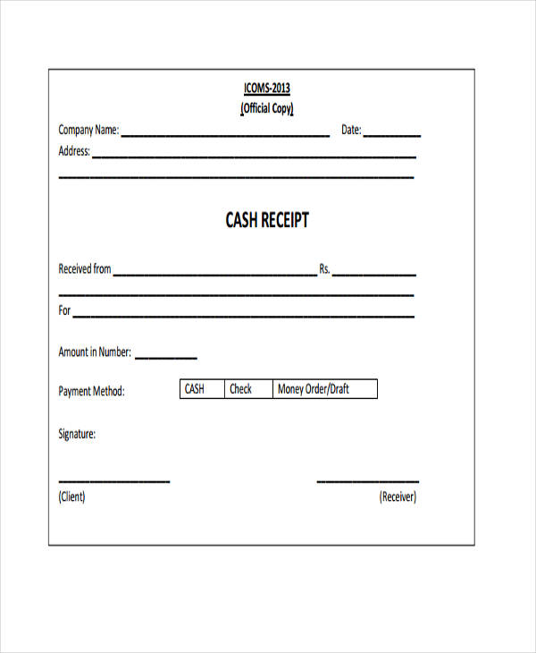 printable cash receipt template