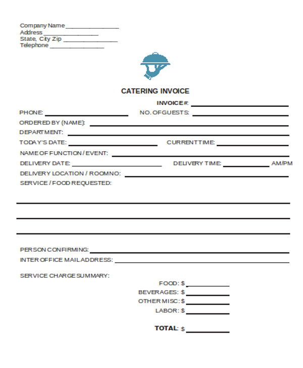 printable receipt sample Catering Templates   Example sample,  6 Free Receipt