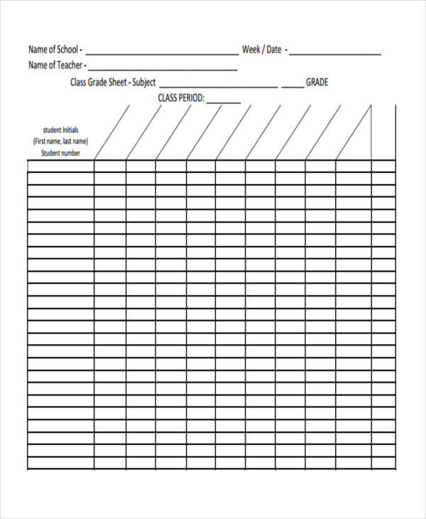 Free Printable Grade Sheet Template