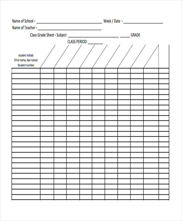 14 Grade Sheet Templates Sample Example Format Download