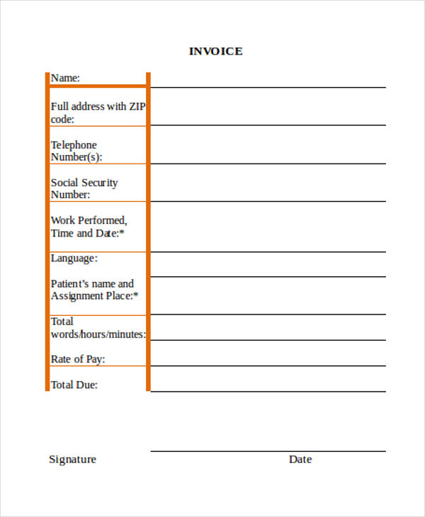 printable invoice