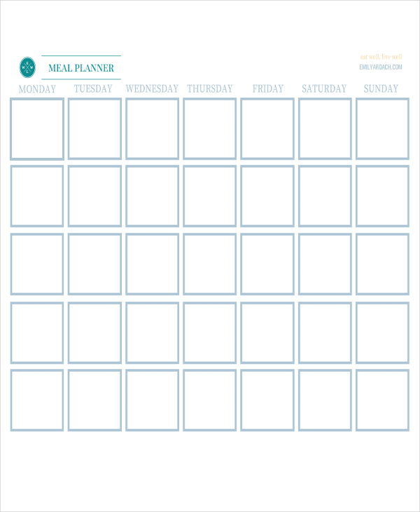 9+ Meal Calendar Templates - Free Sample, Example Format Download