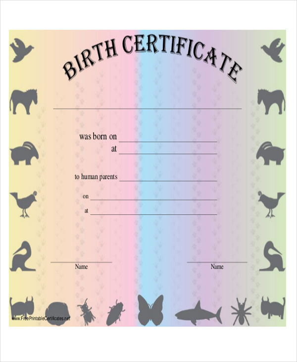 printable pet birth certificate