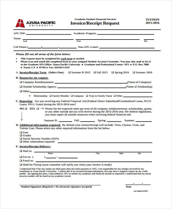 printable request invoice