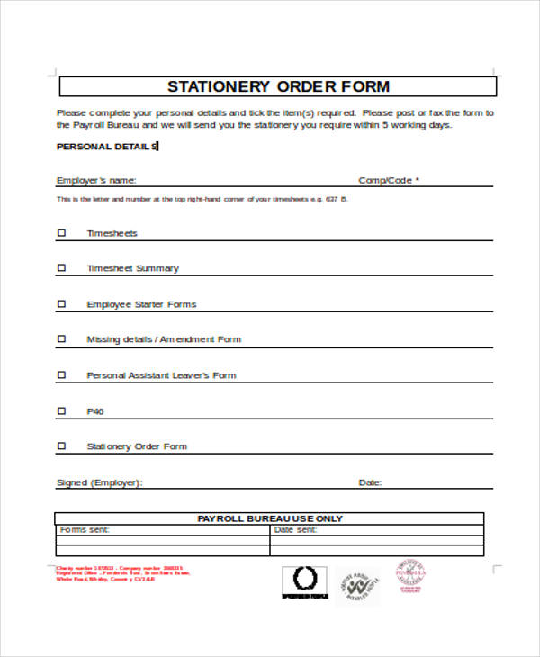 printable stationery order