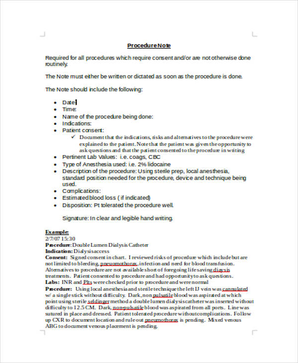 Procedure Note Templates 6+ Free Word, PDF Format Download Free